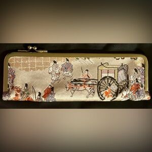 Nishijin Brocade Metallic Silk Wallet from Kyoto Japan Vintage New Condition.